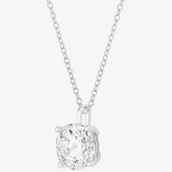 ( H-I/Si1-Si2 ) 2 CT. Lab-Grown Diamond 14K Gold Round 18 Inch Pendant Necklace