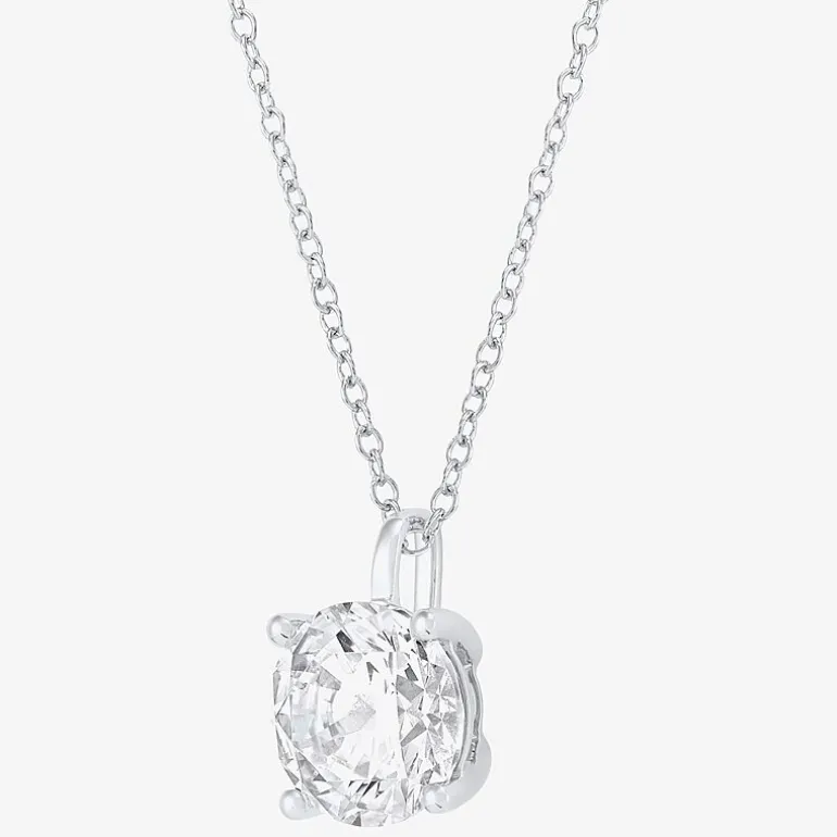 ( H-I/Si1-Si2 ) 2 CT. Lab-Grown Diamond 14K Gold Round 18 Inch Pendant Necklace