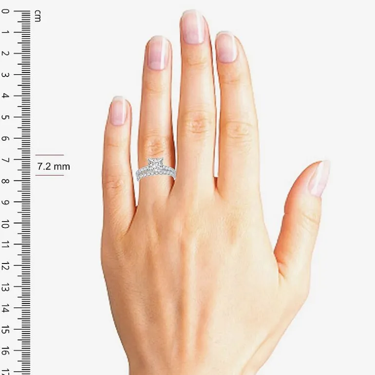 (H-I / SI1-SI2) Signature By Modern Bride Womens 2 1/2 CT. TW. Lab Grown White Diamond in 14K Gold Princess Bridal Set