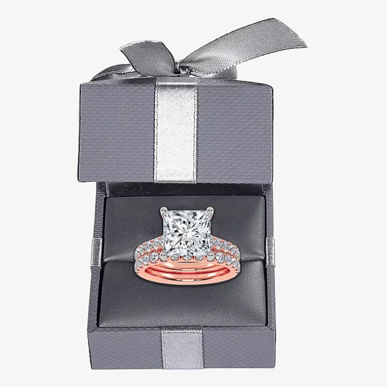 (H-I / SI1-SI2) Signature By Modern Bride Womens 2 1/2 CT. TW. Lab Grown White Diamond in 14K Gold Princess Bridal Set