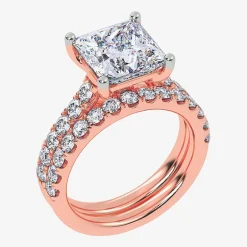 (H-I / SI1-SI2) Signature By Modern Bride Womens 2 1/2 CT. TW. Lab Grown White Diamond in 14K Gold Princess Bridal Set