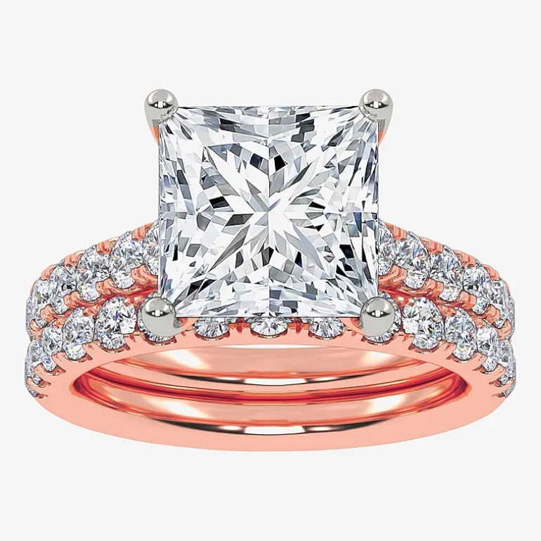(H-I / SI1-SI2) Signature By Modern Bride Womens 2 1/2 CT. TW. Lab Grown White Diamond in 14K Gold Princess Bridal Set