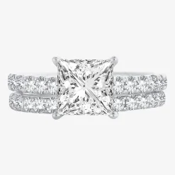 (H-I / SI1-SI2) Signature By Modern Bride Womens 2 1/2 CT. TW. Lab Grown White Diamond in 14K Gold Princess Bridal Set