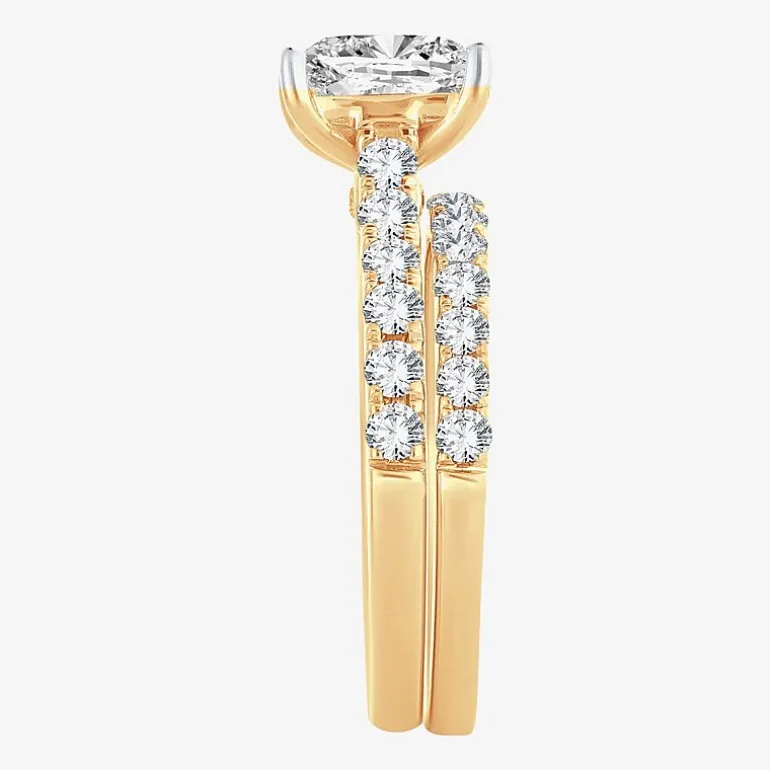 (H-I / SI1-SI2) Signature By Modern Bride Womens 2 1/2 CT. TW. Lab Grown White Diamond in 14K Gold Princess Bridal Set
