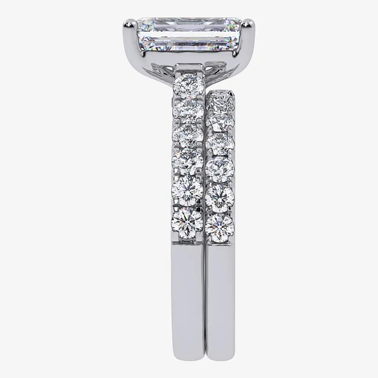 (H-I / SI1-SI2) Signature By Modern Bride Emerald Cut Womens 2 CT. T.W. Lab Grown White Diamond Bridal Set in 14K Gold