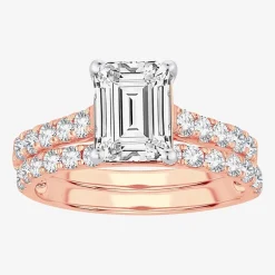 (H-I / SI1-SI2) Signature By Modern Bride Emerald Cut Womens 2 CT. T.W. Lab Grown White Diamond Bridal Set in 14K Gold
