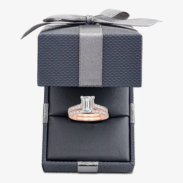 (H-I / SI1-SI2) Signature By Modern Bride Emerald Cut Womens 2 CT. T.W. Lab Grown White Diamond Bridal Set in 14K Gold