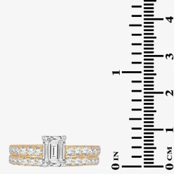 (H-I / SI1-SI2) Signature By Modern Bride Emerald Cut Womens 2 CT. T.W. Lab Grown White Diamond Bridal Set in 14K Gold