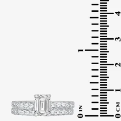 (H-I / SI1-SI2) Signature By Modern Bride Emerald Cut Womens 2 CT. T.W. Lab Grown White Diamond Bridal Set in 14K Gold