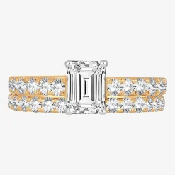 (H-I / SI1-SI2) Signature By Modern Bride Emerald Cut Womens 2 CT. T.W. Lab Grown White Diamond Bridal Set in 14K Gold
