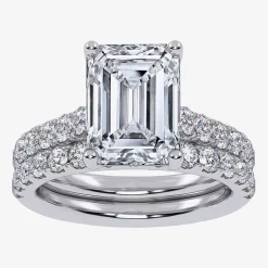 (H-I / SI1-SI2) Signature By Modern Bride Emerald Cut Womens 2 CT. T.W. Lab Grown White Diamond Bridal Set in 14K Gold
