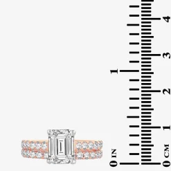 (H-I / SI1-SI2) Signature By Modern Bride Womens 3 CT. T.W. Lab Grown White Diamond In 14K Gold Emerald Bridal Set