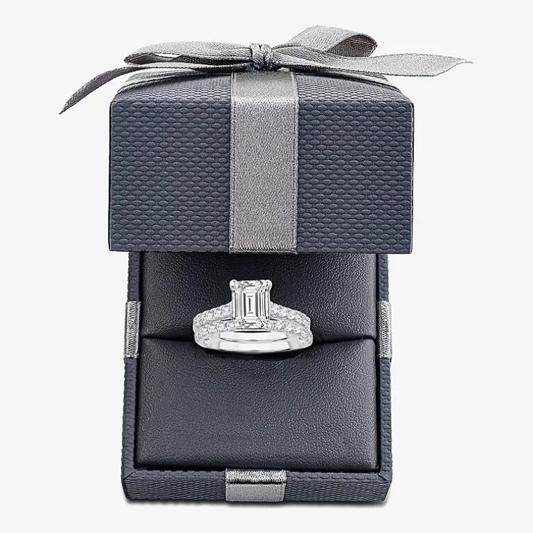 (H-I / SI1-SI2) Signature By Modern Bride Womens 3 CT. T.W. Lab Grown White Diamond In 14K Gold Emerald Bridal Set