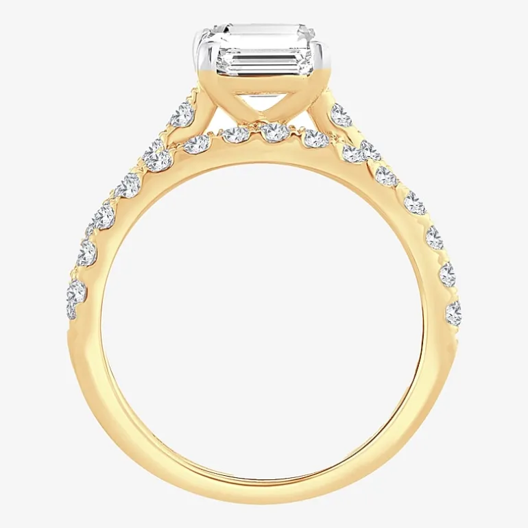 (H-I / SI1-SI2) Signature By Modern Bride Womens 3 CT. T.W. Lab Grown White Diamond In 14K Gold Emerald Bridal Set