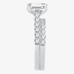(H-I / SI1-SI2) Signature By Modern Bride Womens 3 CT. T.W. Lab Grown White Diamond In 14K Gold Emerald Bridal Set