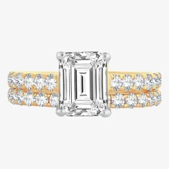 (H-I / SI1-SI2) Signature By Modern Bride Womens 3 CT. T.W. Lab Grown White Diamond In 14K Gold Emerald Bridal Set