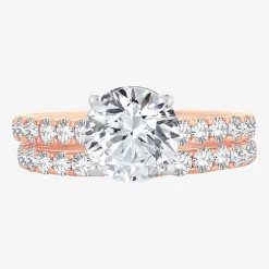 (H-I / SI1-SI2) Signature By Modern Bride Womens 3 CT. T.W. Lab Grown White Diamond In 14K Gold Round Bridal Set