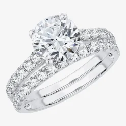 (H-I / SI1-SI2) Signature By Modern Bride Womens 3 CT. T.W. Lab Grown White Diamond In 14K Gold Round Bridal Set