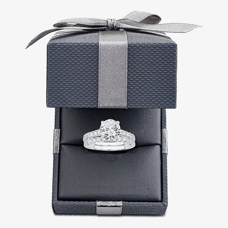 (H-I / SI1-SI2) Signature By Modern Bride Womens 3 CT. T.W. Lab Grown White Diamond In 14K Gold Round Bridal Set