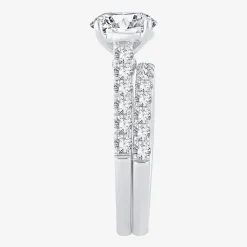 (H-I / SI1-SI2) Signature By Modern Bride Womens 3 CT. T.W. Lab Grown White Diamond In 14K Gold Round Bridal Set