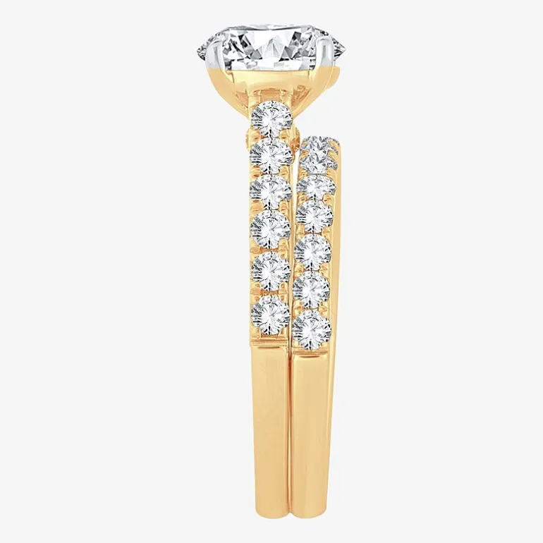 (H-I / SI1-SI2) Signature By Modern Bride Womens 3 CT. T.W. Lab Grown White Diamond In 14K Gold Round Bridal Set