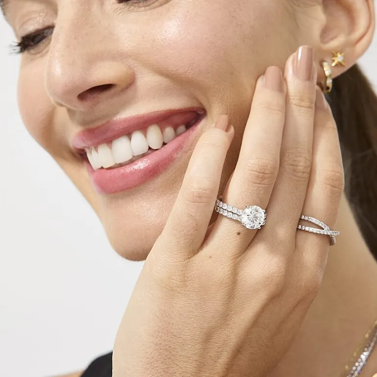 (H-I / SI1-SI2) Signature By Modern Bride Womens 3 CT. T.W. Lab Grown White Diamond In 14K Gold Round Bridal Set