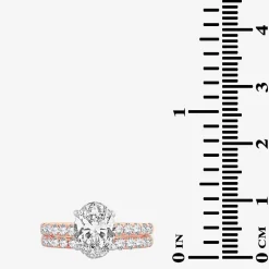 (H-I / SI1-SI2) Signature By Modern Bride Womens 3 CT. T.W. Lab Grown White Diamond In 14K Gold Oval Bridal Set