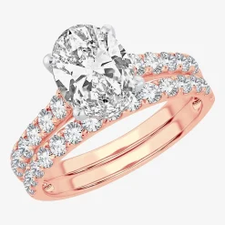 (H-I / SI1-SI2) Signature By Modern Bride Womens 3 CT. T.W. Lab Grown White Diamond In 14K Gold Oval Bridal Set