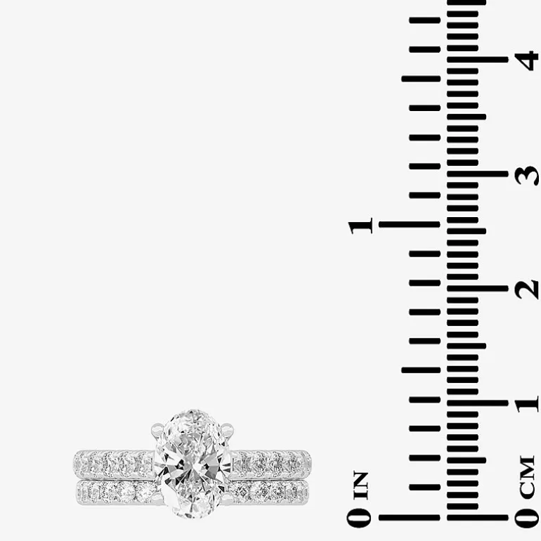 (H-I / SI1-SI2) Signature By Modern Bride Womens 3 CT. T.W. Lab Grown White Diamond In 14K Gold Oval Bridal Set