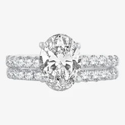 (H-I / SI1-SI2) Signature By Modern Bride Womens 3 CT. T.W. Lab Grown White Diamond In 14K Gold Oval Bridal Set