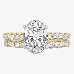 (H-I / SI1-SI2) Signature By Modern Bride Womens 3 CT. T.W. Lab Grown White Diamond In 14K Gold Oval Bridal Set