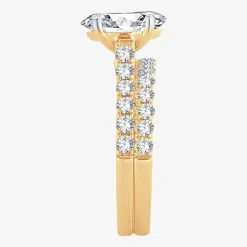 (H-I / SI1-SI2) Signature By Modern Bride Womens 3 CT. T.W. Lab Grown White Diamond In 14K Gold Oval Bridal Set