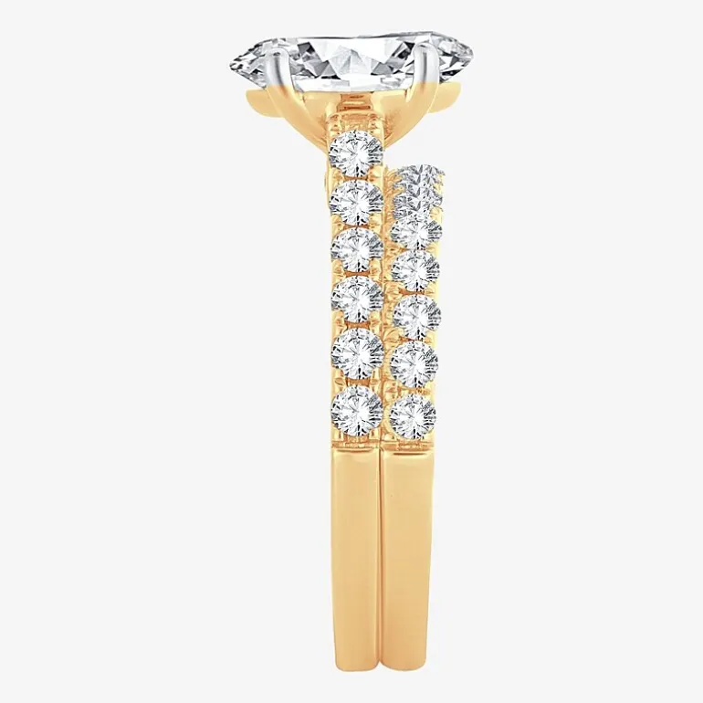 (H-I / SI1-SI2) Signature By Modern Bride Womens 3 CT. T.W. Lab Grown White Diamond In 14K Gold Oval Bridal Set