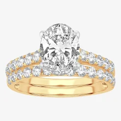 (H-I / SI1-SI2) Signature By Modern Bride Womens 3 CT. T.W. Lab Grown White Diamond In 14K Gold Oval Bridal Set