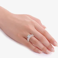 (H-I / SI1-SI2) Signature By Modern Bride Womens 2 CT.TW Lab Grown White Diamond In 14K Gold Side Stone Bridal Set