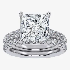 (H-I / SI1-SI2) Signature By Modern Bride Womens 2 CT.TW Lab Grown White Diamond In 14K Gold Side Stone Bridal Set