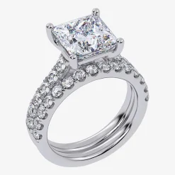 (H-I / SI1-SI2) Signature By Modern Bride Womens 2 CT.TW Lab Grown White Diamond In 14K Gold Side Stone Bridal Set