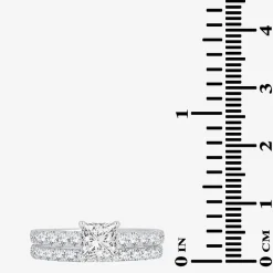 (H-I / SI1-SI2) Signature By Modern Bride Womens 2 CT.TW Lab Grown White Diamond In 14K Gold Side Stone Bridal Set