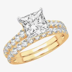 (H-I / SI1-SI2) Signature By Modern Bride Womens 2 CT.TW Lab Grown White Diamond In 14K Gold Side Stone Bridal Set