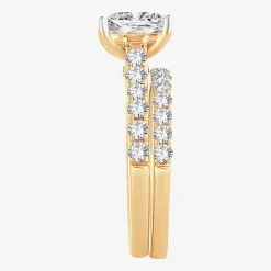 (H-I / SI1-SI2) Signature By Modern Bride Womens 2 CT.TW Lab Grown White Diamond In 14K Gold Side Stone Bridal Set
