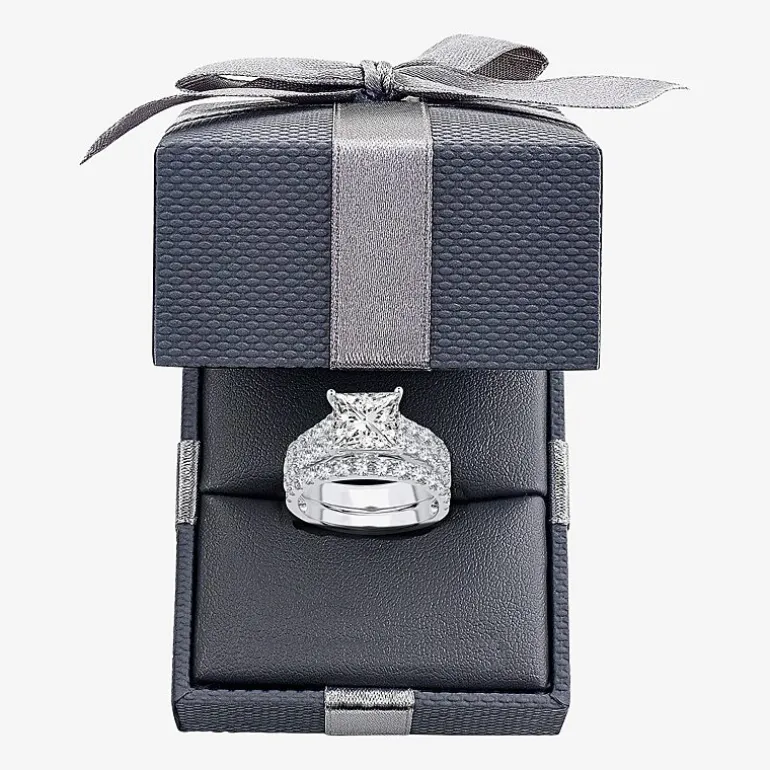 (H-I / SI1-SI2) Signature By Modern Bride Womens 5 CT. T.W. Lab Grown White Diamond in 14K Gold Princess Bridal Set