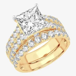 (H-I / SI1-SI2) Signature By Modern Bride Womens 5 CT. T.W. Lab Grown White Diamond in 14K Gold Princess Bridal Set