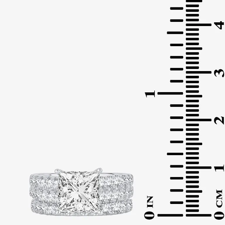 (H-I / SI1-SI2) Signature By Modern Bride Womens 5 CT. T.W. Lab Grown White Diamond in 14K Gold Princess Bridal Set
