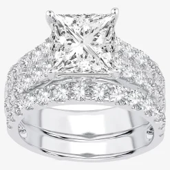 (H-I / SI1-SI2) Signature By Modern Bride Womens 5 CT. T.W. Lab Grown White Diamond in 14K Gold Princess Bridal Set