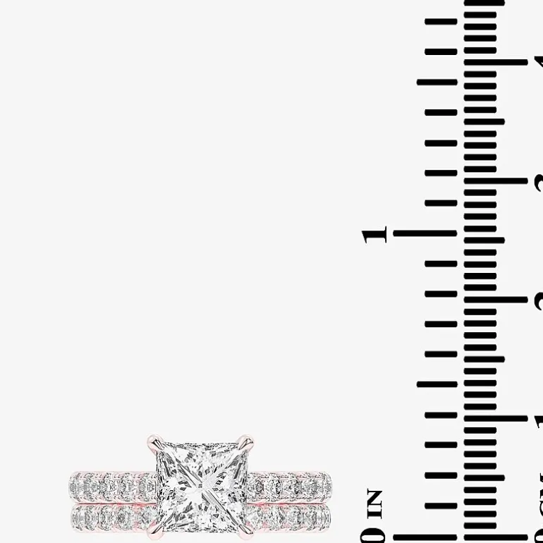 (H-I / SI1-SI2) Signature By Modern Bride Princess Cut Womens 3 CT. T.W. Lab Grown White Diamond 14K Gold Bridal Set