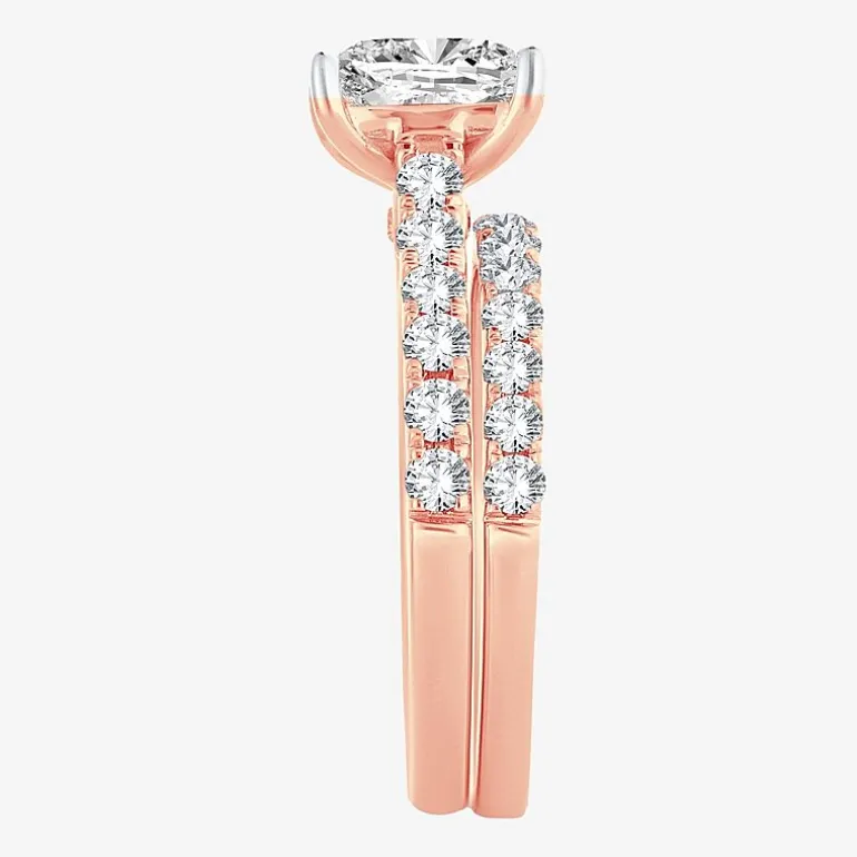 (H-I / SI1-SI2) Signature By Modern Bride Princess Cut Womens 3 CT. T.W. Lab Grown White Diamond 14K Gold Bridal Set