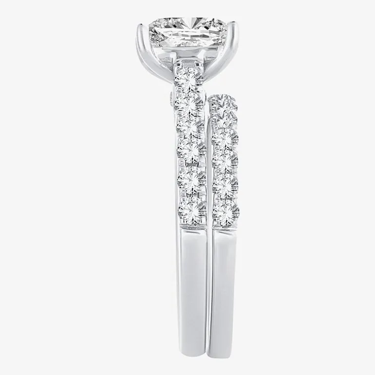 (H-I / SI1-SI2) Signature By Modern Bride Princess Cut Womens 3 CT. T.W. Lab Grown White Diamond 14K Gold Bridal Set