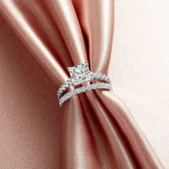 (H-I / SI1-SI2) Signature By Modern Bride Princess Cut Womens 3 CT. T.W. Lab Grown White Diamond 14K Gold Bridal Set