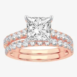 (H-I / SI1-SI2) Signature By Modern Bride Princess Cut Womens 3 CT. T.W. Lab Grown White Diamond 14K Gold Bridal Set