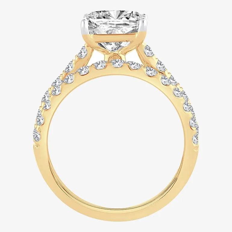 (H-I / SI1-SI2) Signature By Modern Bride Princess Cut Womens 3 CT. T.W. Lab Grown White Diamond 14K Gold Bridal Set